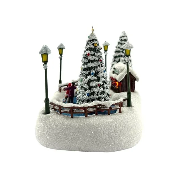 Thomas Kinkade Oh What Fun 2024 Christmas Lighted Skating Pond Teleflora New